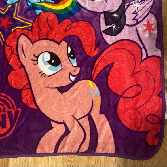 My Little Pony Fleece Blanket Pinkie Pie Rainbow Dash Twilight Sparkle Purple - Picture 6 of 8